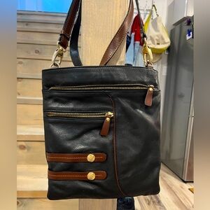 Vintage Two-Tone Leather Crossbody Purse